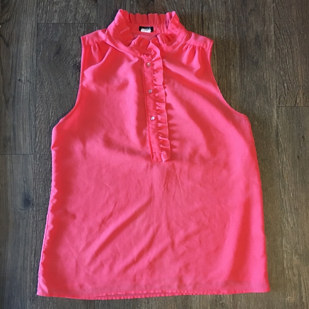 J. Crew Factory sleeveless pink coral ruffle top